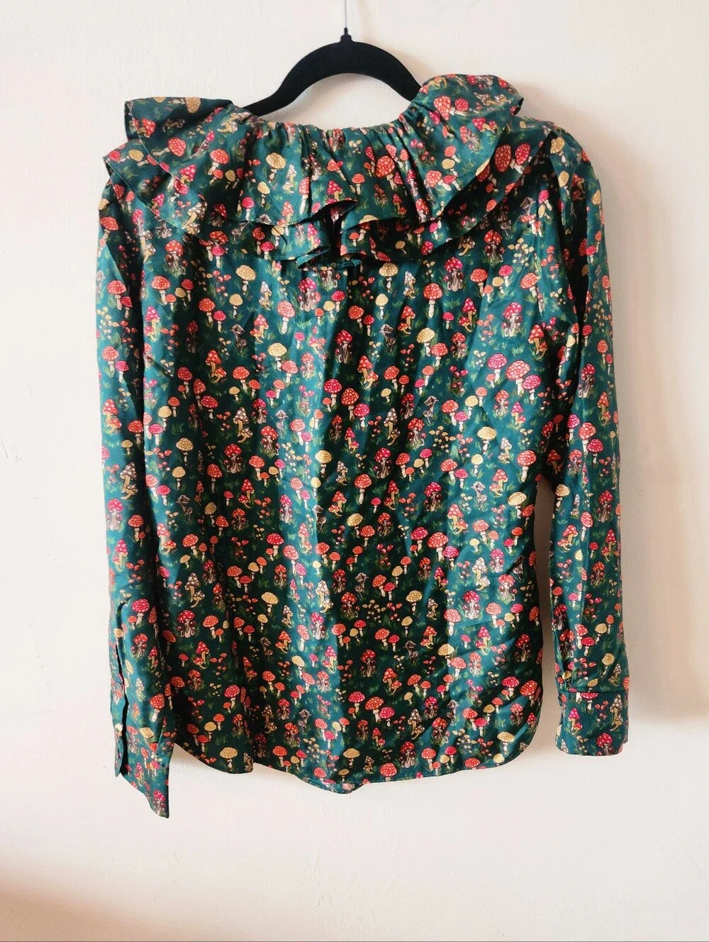 J. Crew Collection 100% Silk Twill Ruffle Collar Top in Mushroom Floral NEW NWT